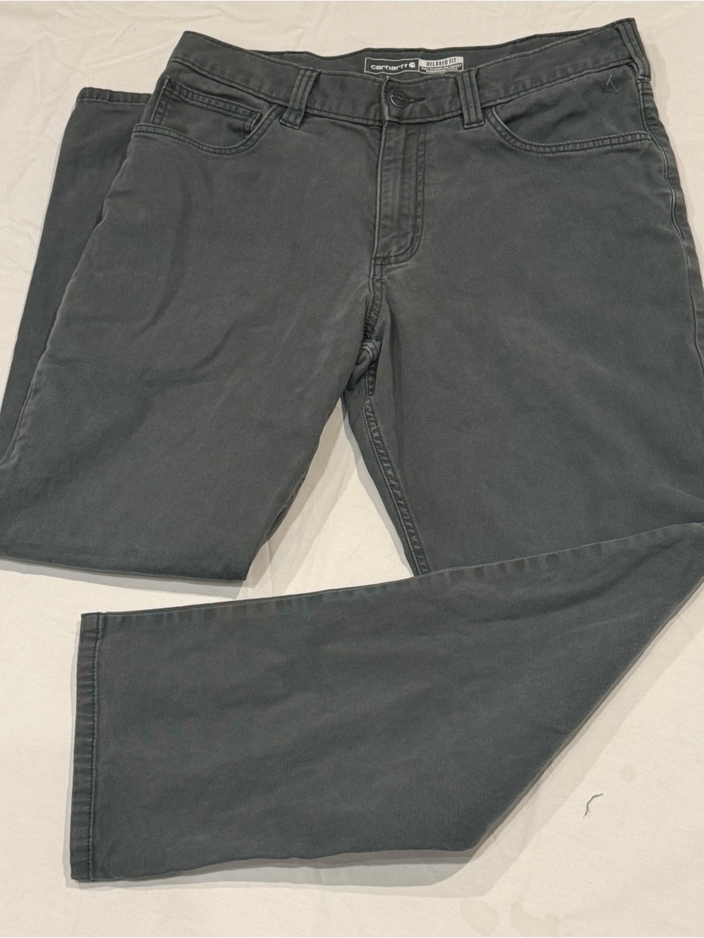 Carhartt Rugged Flex Carpenter Pants 33 Green Canvas Relaxed Fit Workwear